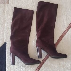 SERGIO ROSSI - size 10 Brown Suede Boots - Under The Knee In Prestige conditions
